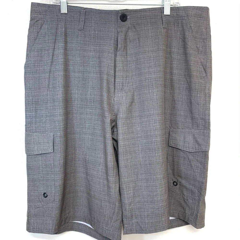 Matix‎ Mens Cargo Hybrid Board Shorts Gray Grid Pattern Skater Surf Size 36